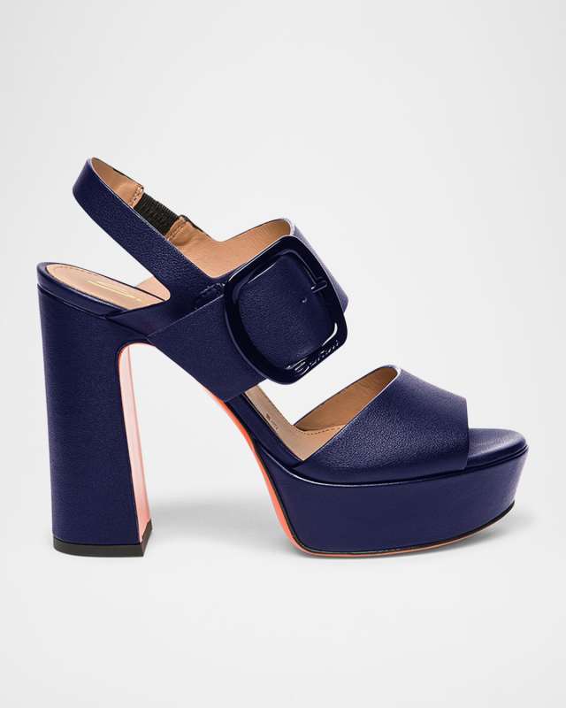 Bruxel Leather Buckle Platform Sandals